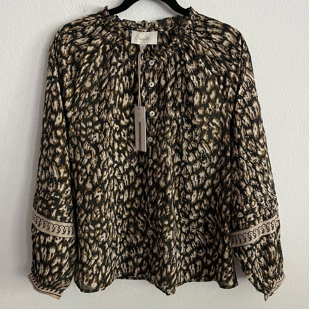 NWT Cleobella Flowy Boho Leopard Print Alicia Blouse